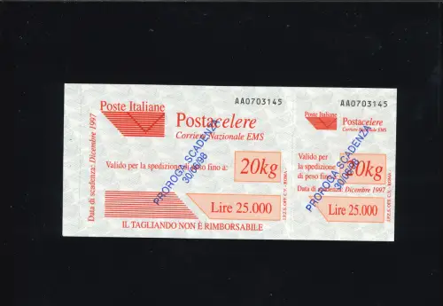 SCHNELLPOST 25000 L. OHNE SICHERHEITSKREUZ läuft ab. 30/6/98
