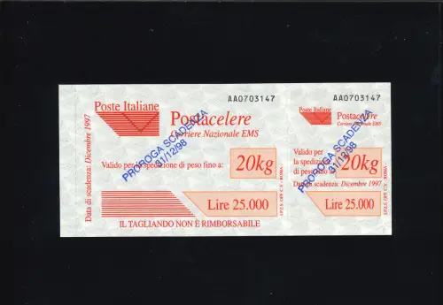 SCHNELLPOST 25000 L. OHNE SICHERHEITSKREUZ läuft ab. 31/12/98