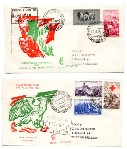 Italien FDC Venetia 1959 Unabhängigkeit gereist Racc. für Italien