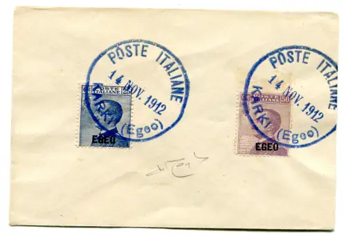 Ägäis - Michetti Nr. 1/2 Serie auf kleinem ungelaufenem Umschlag