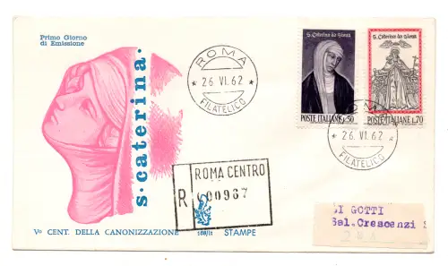 Italien FDC Venetia 1962 Santa Caterina voyata Racc. für Italien