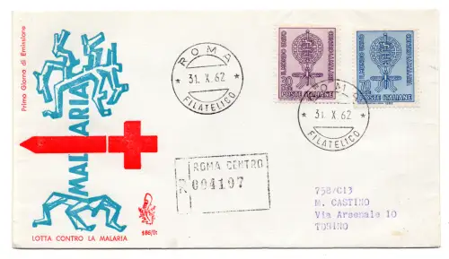 Italien FDC Venetia 1962 Malaria voyata Racc. für Italien