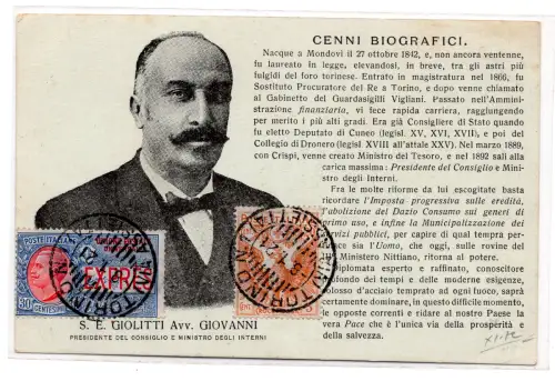 G. Giolitti - Biografiekarte des bekannten Ratspräsidenten