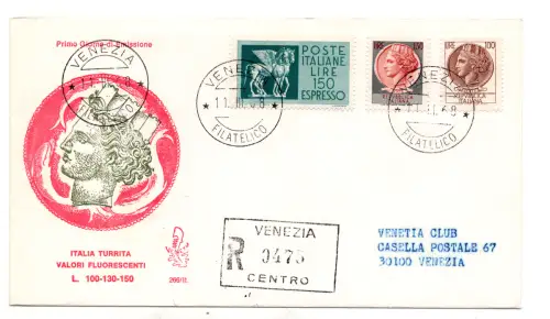 Italien FDC Venetia 1968 Siracusana + Espresso voyata Racc. für Italien 821