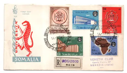 Somalia AFIS FDC Venetia 1960 Universität gereist Racc. für Italien