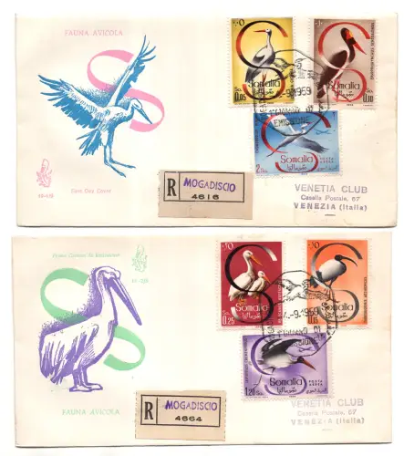 Somalia AFIS FDC Venetia 1959 Reiste Fauna Racc. für Italien