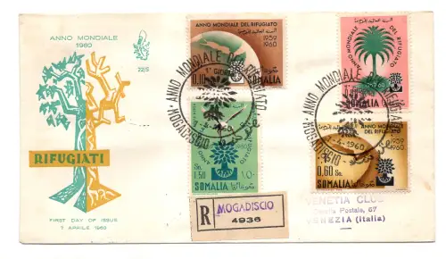 Somalia AFIS FDC Venetia 1960 Flüchtlinge gereist Racc. für Italien