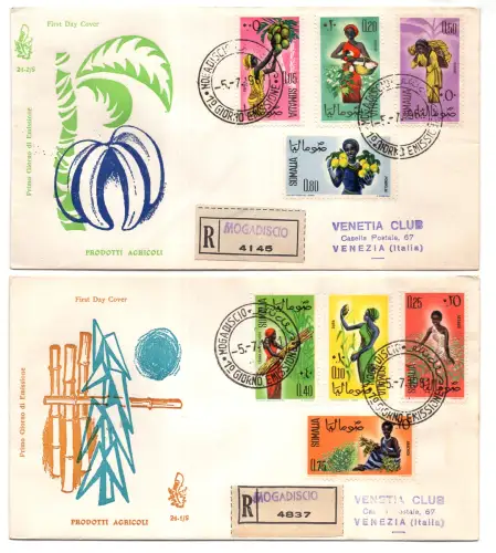 Somalia AFIS FDC Venetia 1961 Landwirtschaftliche Produkte gereist Racc. für Italien