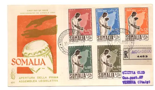 Somalia AFIS FDC Venetia 1956 Ass. Gesetzgebung reise. Racc. Italia