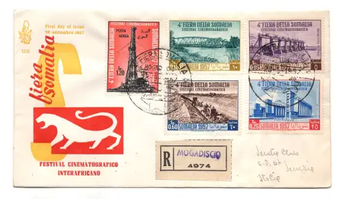 Somalia AFIS FDC Venetia 1957 4^ Messe Filmfestival gereist Racc. für Italien