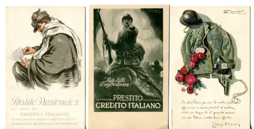 Staatsanleihe - Lot von sechs verschiedenen Propagandakarten