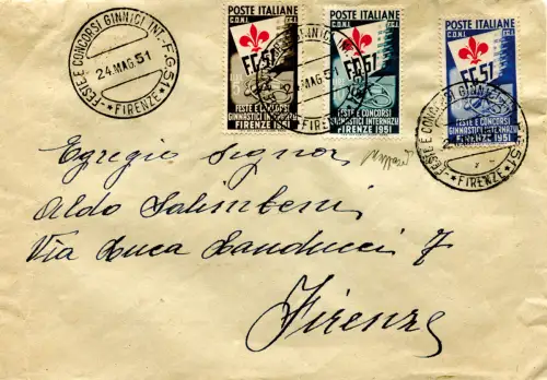 Turnschuhe komplette Serie auf annulliertem Umschlag mit Gedenkstempel