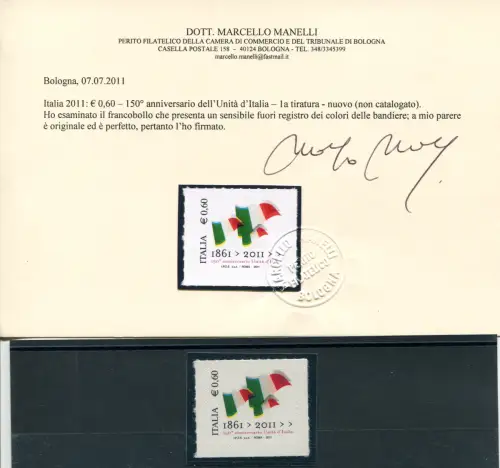 150. Unità d'Italia Farbvarianten außerhalb des Registers