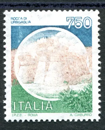 Castelli Lire 750 Sorte Druck des verblassenden Brauns