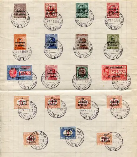 Trient und Triest - F.lli d'Italia verschiedene Werte überdruckt