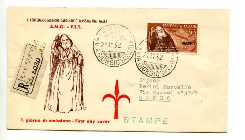 Triest A - Massaia auf Umschlag FDC Racc.