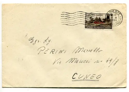 Triest A - Michetti 1951 isoliert auf Umschlag
