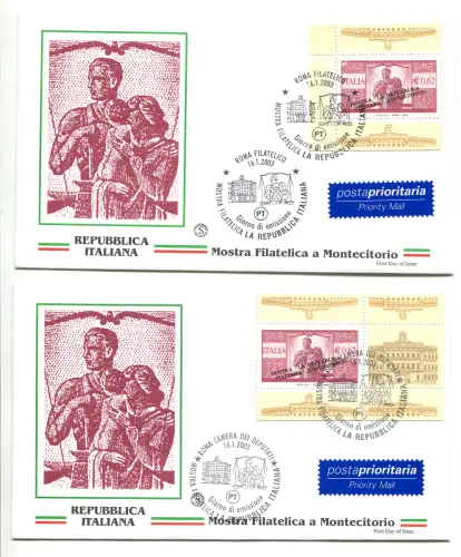 Montecitorio 2003 aus Bogenwinkelheft auf FDC