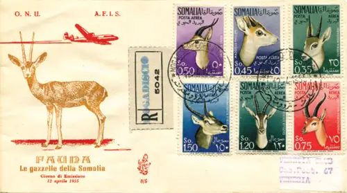 Somalia Afis Luftpost Gazellen auf Umschlag Venetia