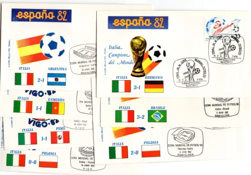 Fußball-WM '82 Die Spiele Italiens auf FDC Umschlägen