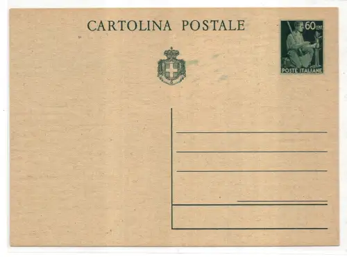 Postkarte Cent. 60 Demokratische mit Wappen Nr. C 126 neu