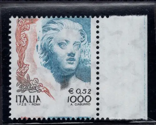 Frau in der Kunst Lire 1.000 / Euro 0,52 Sorte verschobene Verzahnung