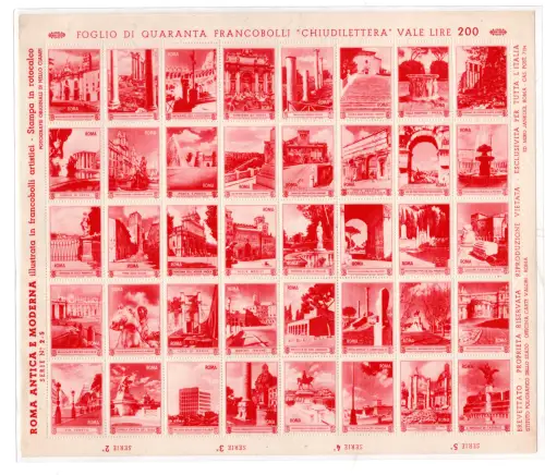 Technische Nachweise der Polygraphie Rom Blatt 40 Ansichten in rot - postfrisch