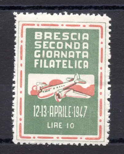 Erinnofili Luftfahrt - 1947 Brescia zweiter Tag der Philatelie