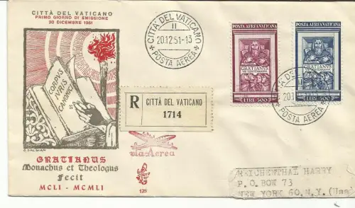 Vatikan - Graziano Luftpost auf Umschlag FDC Venetia Club Venezia