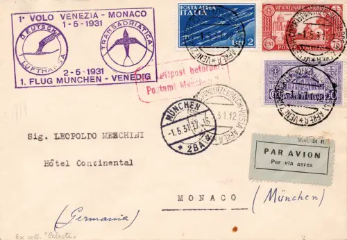 1931 Venedig/München vom 1.5.31 - Aerogramm