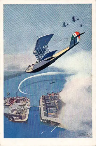 Luftwaffe - Postkarte gezeichnet von Pisani Kriegsschiff