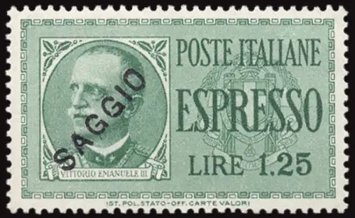 Espresso Lire 1,25 Vitt. Emanuel III mit Aufdruck SAGGIO