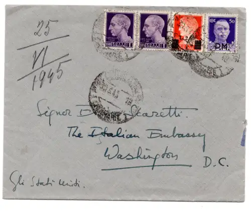 Lire 2,50 auf 1,75 Nr. 523 + Ergänzungen auf Umschlag