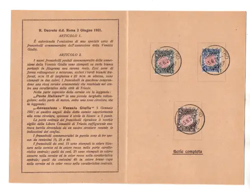 Annexione di Triest to Italy - Folder precursore n. P 1