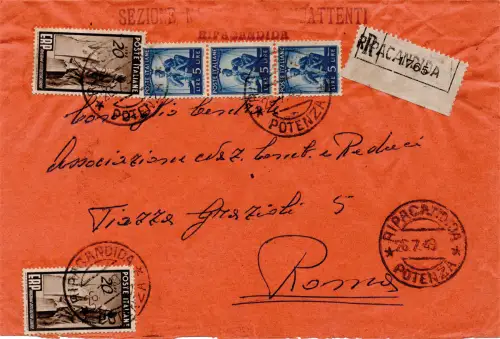 ERP Lire 20 zwei Exemplare + Ergänzungen auf Racc-Umschlag