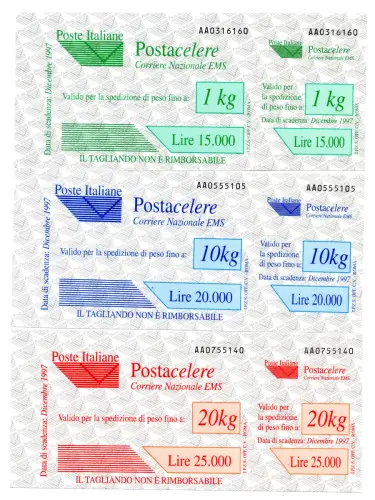 Postacelere Nr. 1/3er Satz von drei Gutscheinen