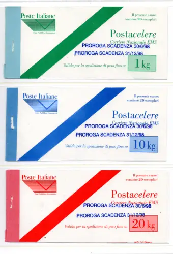 Postacelere Nr. 7a/9a Serie von drei Heften (ohne Gutscheine)