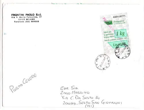 Postacelere 1 Kg. Nr. 4 mit Stempel Verlängerung Ablauf 30.6.98 rot