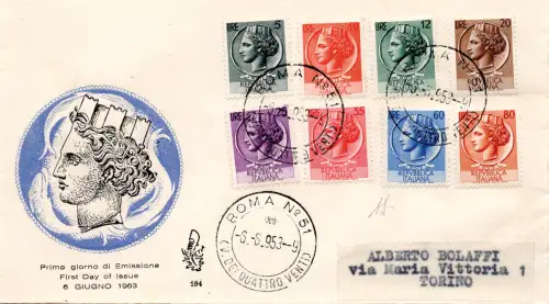 Syrakus acht Werte auf FDC Venedig, ohne Ann. bei Ankunft - Nein