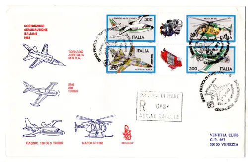 Italien 1982 Flugzeugbau Block auf FDC Venetien gereist