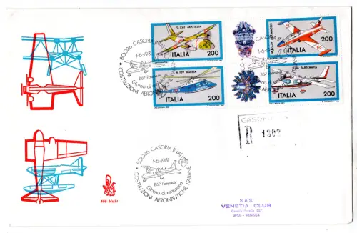 Italien 1981 Flugzeugbau Block auf FDC Venetia Racc