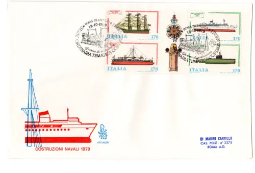 Italien 1979 Schiffe Block auf FDC Venetien gereist