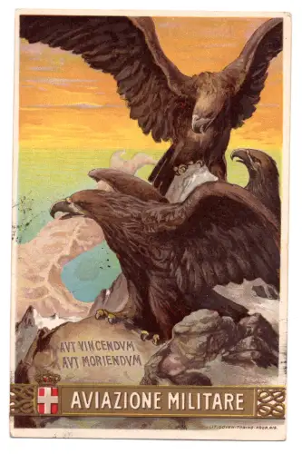 Militärische Luftfahrt - Schöne polychrome Postkarte Adler