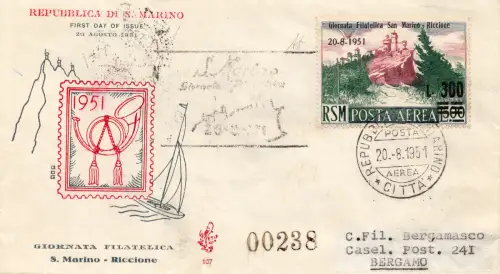 San Marino - 300 von 500 Philatelistischer Tag auf FDC Venedig Lire