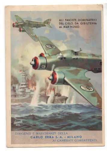 Boccasile Faschistische Flügel Hommage Carlo Erba an die Kameraden - Postkarte