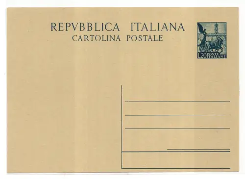 Postkarte Lire 20 Quadriga Nr. C 143 neu