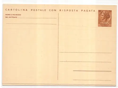 Postkarte Lire 30 + 30 Syrakus Nr. C 169 neu