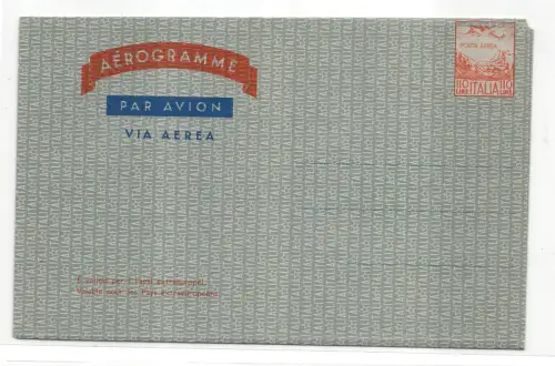 Aerogramma Lire 110 Aereo Nr. A 5 ohne Innenbohrung