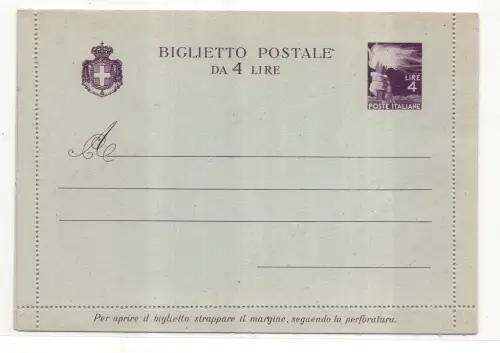 Postkarte Lire 4 Democratica mit Wappen Nr. B 38 neu