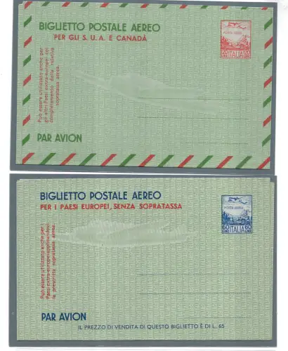 Aerogramm Flugzeug in den Alpen Lire 60 und 120